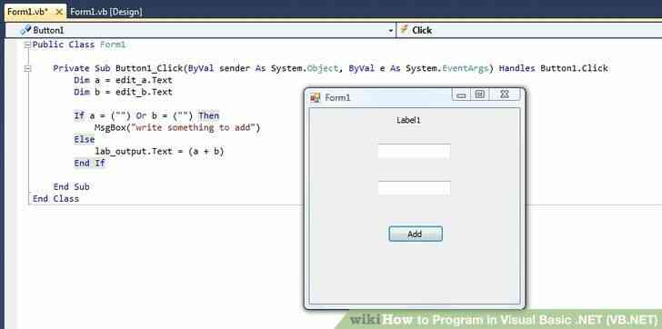 Image intitulé du Programme en Visual Basic .NET (vb.NET Étape 23